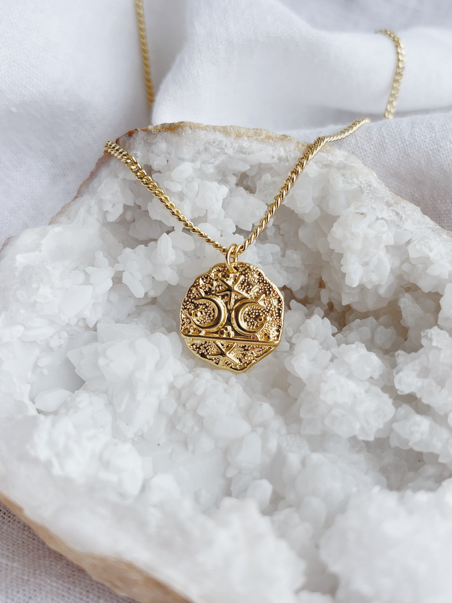 Double Moon Celestial Coin Necklace